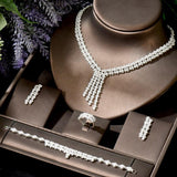 Gorgeous 4pcs AAA+ Cubic Zirconia Diamonds Luxury Bridal Set