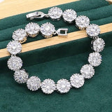Charming White Pearl AAA+ Zircon Bracelet Earrings Necklace pendant Ring Bridal Set - BridalSparkles