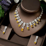 Exceptional Luxury 5 Colors Big Dangle Drop Bridal AAA+ Cubic Zirconia Diamonds 2Pcs Jewelry Sets