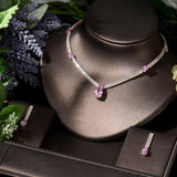 New Arrival Outstanding 2pcs Water Drop Multicolor AAA+ Cubic Zirconia Diamonds Jewelry Set - BridalSparkles
