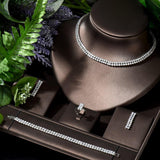 Jewelry of the Month - Luxury AAA+ Cubic Zirconia Diamonds 4pcs Choker Design Bridal Set