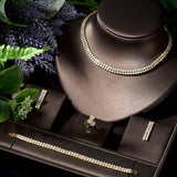 Jewelry of the Month - Luxury AAA+ Cubic Zirconia Diamonds 4pcs Choker Design Bridal Set - BridalSparkles