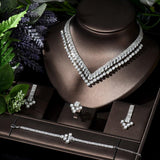 Noble Bridal Jewelry Design AAA+ Cubic Zirconia Diamonds Statement 4pcs Luxury Set