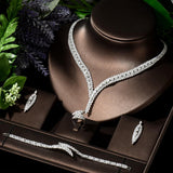 Unique Brilliant Geometric Design AAA+ Cubic Zirconia Diamonds Wedding Jewelry Set