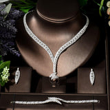 Unique Brilliant Geometric Design AAA+ Cubic Zirconia Diamonds Wedding Jewelry Set - BridalSparkles