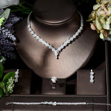 Hot Selling - Fashion Leaf Design 4pcs AAA+ Cubic Zirconia Diamonds Bridal Wedding Jewelry - BridalSparkles