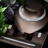 New Design Simple Baguette Luxury AAA+ Cubic Zirconia Diamonds 3Pcs Wedding Set