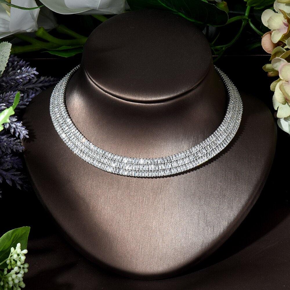 New Design Simple Baguette Luxury AAA+ Cubic Zirconia Diamonds 3Pcs Wedding Set - BridalSparkles