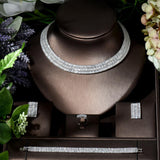 New Design Simple Baguette Luxury AAA+ Cubic Zirconia Diamonds 3Pcs Wedding Set - BridalSparkles