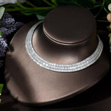 New Design Simple Baguette Luxury AAA+ Cubic Zirconia Diamonds 3Pcs Wedding Set - BridalSparkles