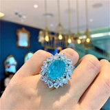 Amazing Paraiba Tourmaline Gemstone Pendant Necklace Earrings Ring Wedding Jewelry Set - BridalSparkles