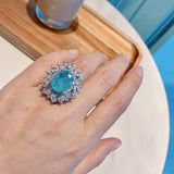 Fine Jewelry Luxury Paraiba Tourmaline Gemstone Oval 925 Silver Earrings Necklace Ring Set - BridalSparkles