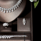 Luxury Women Water Drop 4pcs AAA+ Cubic Zirconia Diamonds Big Wedding Jewelry Set - BridalSparkles