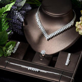 Sparkling Top Quality AAA+ Cubic Zirconia Diamonds Geometric Design Bridal Set