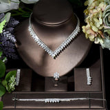 Sparkling Top Quality AAA+ Cubic Zirconia Diamonds Geometric Design Bridal Set - BridalSparkles