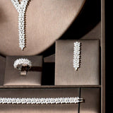 Outstanding Long Dangle Drop Tassel AAA+ Cubic Zirconia Diamonds Bridal Jewelry Set - BridalSparkles