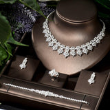 High Quality Luxury AAA+ Cubic Zirconia Diamonds Big Geometric Design Wedding Necklace Earring Set