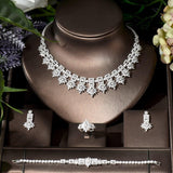 High Quality Luxury AAA+ Cubic Zirconia Diamonds Big Geometric Design Wedding Necklace Earring Set - BridalSparkles