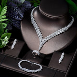 Dazzling Leaf Design Pave AAA+ Cubic Zirconia Diamonds 4pcs Jewelry