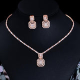 Best Wedding Jewelry - Shiny Baguette AAA Cubic Zirconia Diamonds Gold Color Jewelry Set