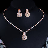 Best Wedding Jewelry - Shiny Baguette AAA Cubic Zirconia Diamonds Gold Color Jewelry Set - BridalSparkles