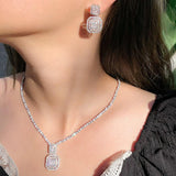 Best Wedding Jewelry - Shiny Baguette AAA Cubic Zirconia Diamonds Gold Color Jewelry Set - BridalSparkles