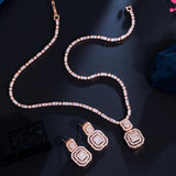 Best Wedding Jewelry - Shiny Baguette AAA Cubic Zirconia Diamonds Gold Color Jewelry Set - BridalSparkles