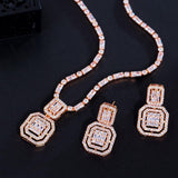 Best Wedding Jewelry - Shiny Baguette AAA Cubic Zirconia Diamonds Gold Color Jewelry Set - BridalSparkles