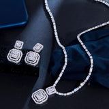 Best Wedding Jewelry - Shiny Baguette AAA Cubic Zirconia Diamonds Gold Color Jewelry Set - BridalSparkles