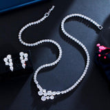 Ideal Bridal Jewelry - Trendy Round AAA+ Cubic Zirconia White Gold Color Diamonds Wedding Jewelry Set