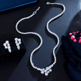 Ideal Bridal Jewelry - Trendy Round AAA+ Cubic Zirconia White Gold Color Diamonds Wedding Jewelry Set - BridalSparkles
