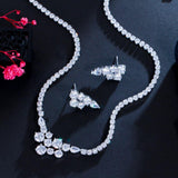 Ideal Bridal Jewelry - Trendy Round AAA+ Cubic Zirconia White Gold Color Diamonds Wedding Jewelry Set - BridalSparkles