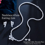 Ideal Bridal Jewelry - Trendy Round AAA+ Cubic Zirconia White Gold Color Diamonds Wedding Jewelry Set - BridalSparkles