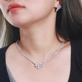 Ideal Bridal Jewelry - Trendy Round AAA+ Cubic Zirconia White Gold Color Diamonds Wedding Jewelry Set - BridalSparkles