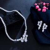 Ideal Bridal Jewelry - Trendy Round AAA+ Cubic Zirconia White Gold Color Diamonds Wedding Jewelry Set - BridalSparkles