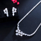 Ideal Bridal Jewelry - Trendy Round AAA+ Cubic Zirconia White Gold Color Diamonds Wedding Jewelry Set - BridalSparkles