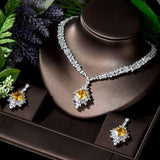 Luxury Full AAA+ Cubic Zirconia Diamonds Necklace Earring Wedding Set - BridalSparkles