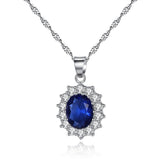 2022 New Luxury Blue Color Sunflower Silver Anniversary Wedding Luxury Jewelry Set - BridalSparkles