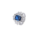 Superb Lab Tanzanite Sapphires Necklace Earring Adjustable Ring Wedding Jewelry Set - BridalSparkles