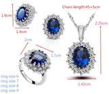 2022 New Luxury Blue Color Sunflower Silver Anniversary Wedding Luxury Jewelry Set - BridalSparkles