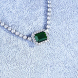 Luxury Vintage Elegant Lab Emerald Gemstone Bracelet Earring Necklace Pendant Bridal Jewelry Set - BridalSparkles