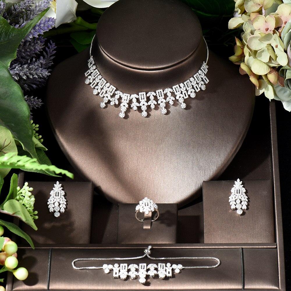 Most Popular - Terrific 4PCS AAA+ Cubic Zirconia Diamonds Wedding Bridal Jewelry Set - BridalSparkles