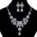 Adorable Butterfly Flower Waterdrop Crystal Necklace Earrings Crown Tiara Wedding Jewelry Set - BridalSparkles