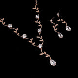 Pretty AAA+ Quality Zircon Crystal Diamonds Leaf Shape Choker Necklace Earrings Wedding Bridal Jewelry Set - BridalSparkles