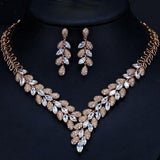 Gorgeous  Necklace EarriAAA+ Quality Cubic Zirconia Diamondsngs Gold Bridal Jewelry Set