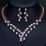 Gorgeous  Necklace EarriAAA+ Quality Cubic Zirconia Diamondsngs Gold Bridal Jewelry Set - BridalSparkles