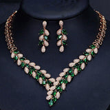 Gorgeous  Necklace EarriAAA+ Quality Cubic Zirconia Diamondsngs Gold Bridal Jewelry Set - BridalSparkles