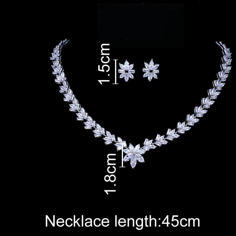 Luxury Little  Flower Design AAA+ Quality Cubic Zircon Diamond Crystal Wedding Bridal Jewelry Sets - BridalSparkles