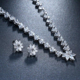 Luxury Little  Flower Design AAA+ Quality Cubic Zircon Diamond Crystal Wedding Bridal Jewelry Sets - BridalSparkles