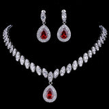 Gorgeous Bridal 2 Piece Bridal Wedding Jewelry Set Silver Color AAA+ Quality Zircon Diamonds and Crystals - BridalSparkles